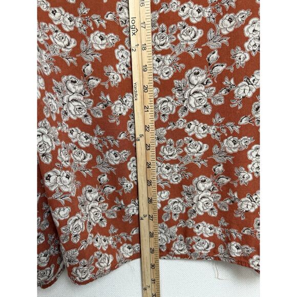Women's Tunic Top Sz M Brown Floral 3/4 Sleeves Boho Cottagecore Hippie - Picture 15 of 15